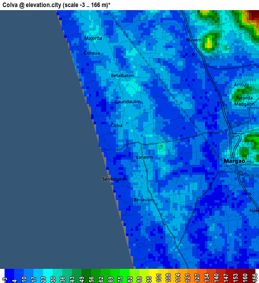 Colva elevation map