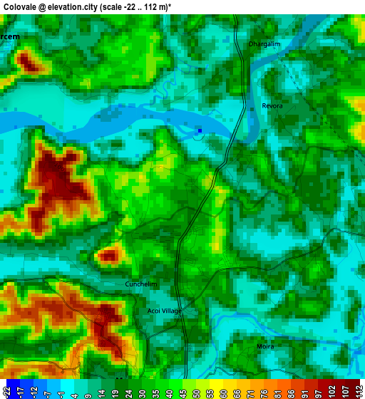 Colovale elevation map