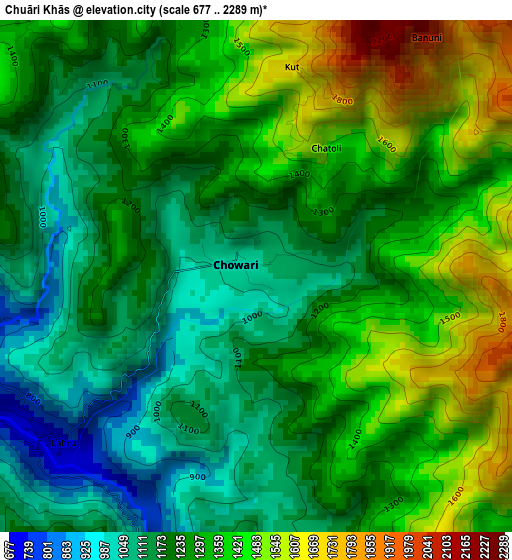 Chuāri Khās elevation map