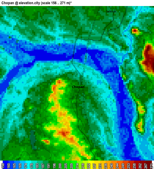 Chopan elevation map