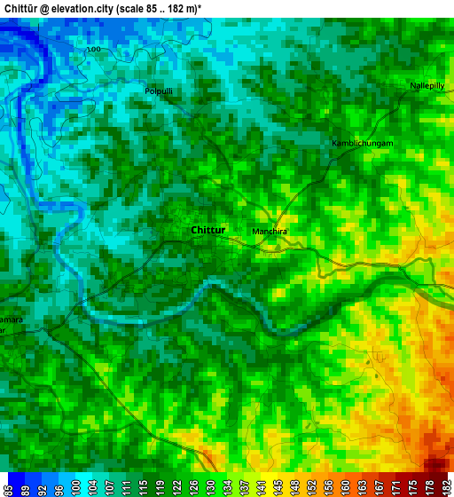 Chittūr elevation map