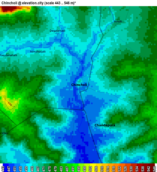 Chincholi elevation map