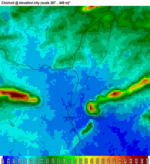 Chicholi elevation map