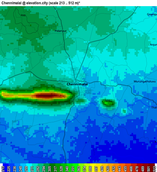 Chennimalai elevation map