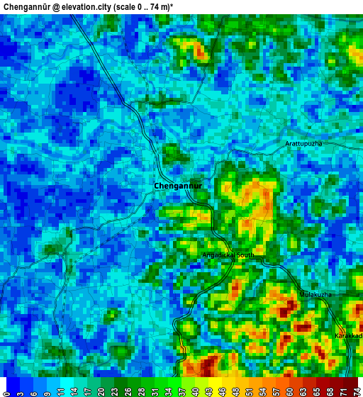 Chengannūr elevation map