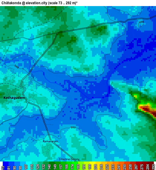 Chātakonda elevation map