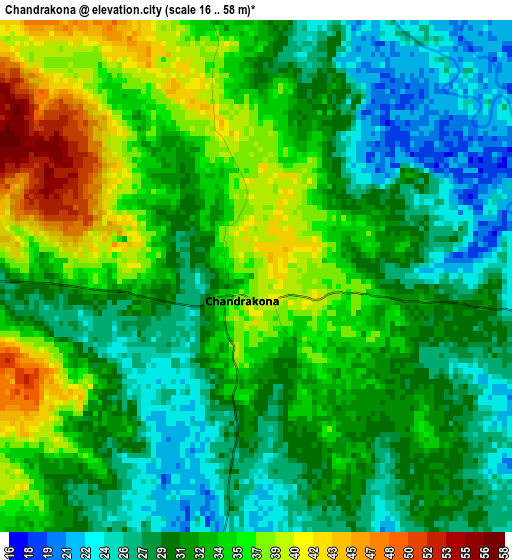 Chandrakona elevation map