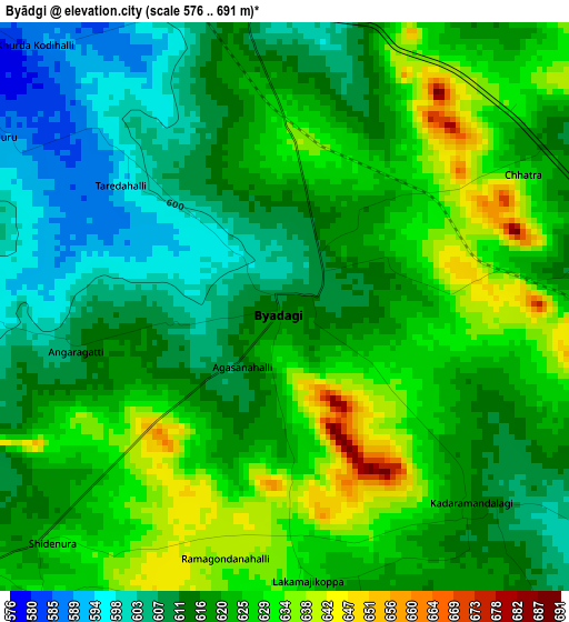 Byādgi elevation map