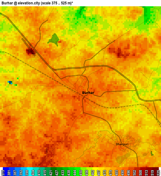 Burhar elevation map