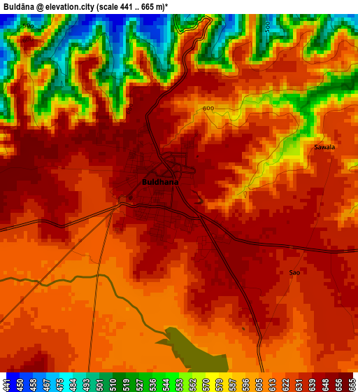 Buldāna elevation map