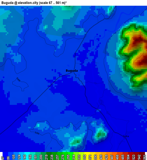 Buguda elevation map