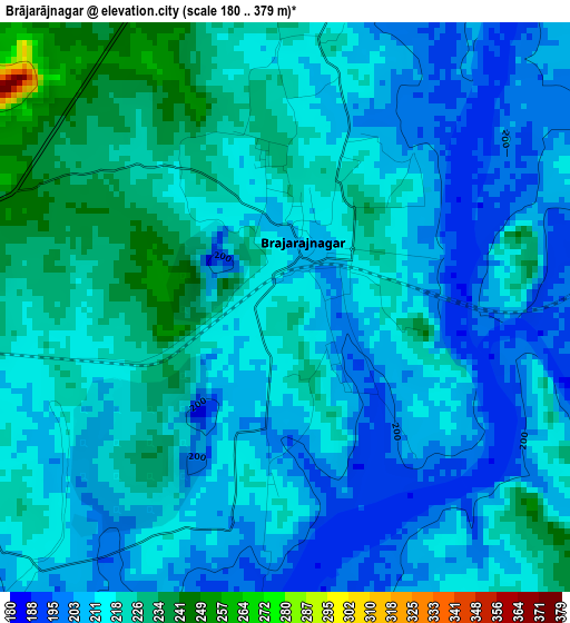Brājarājnagar elevation map