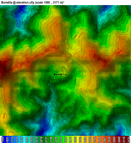Bomdila elevation map
