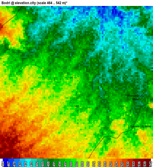 Bodri elevation map