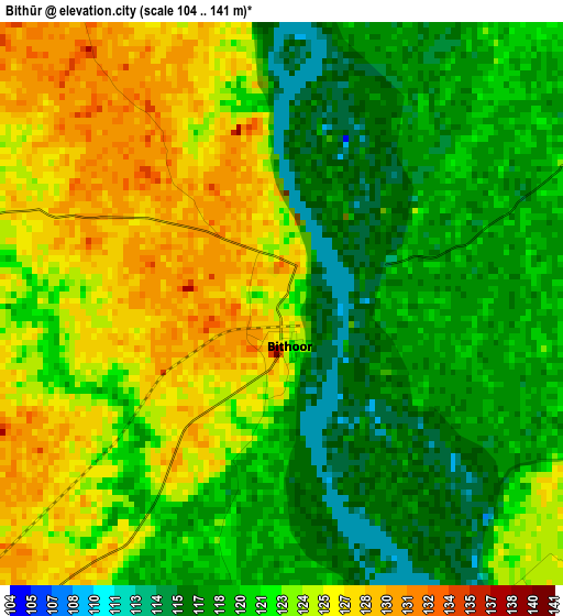 Bithūr elevation map