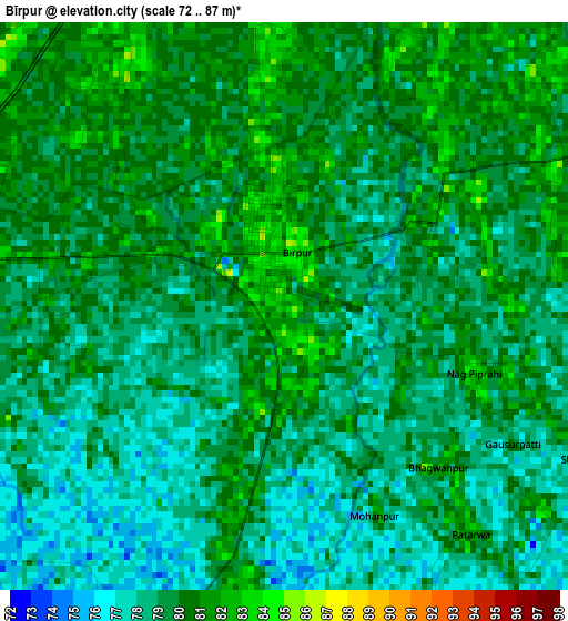 Bīrpur elevation map