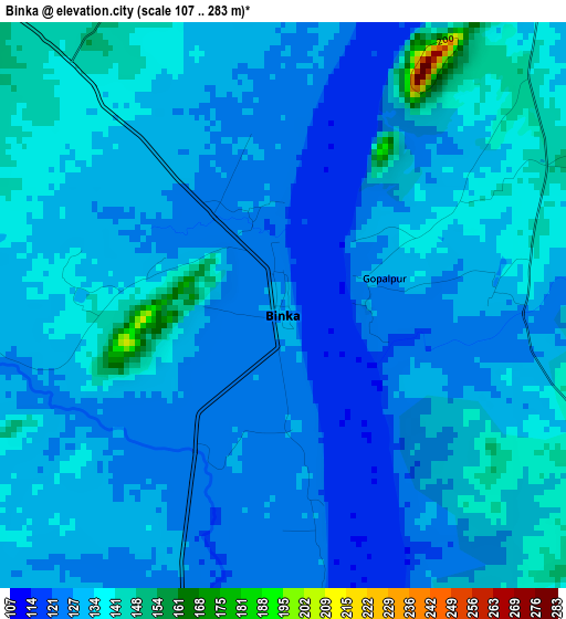 Binka elevation map