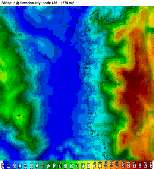 Bilaspur elevation map