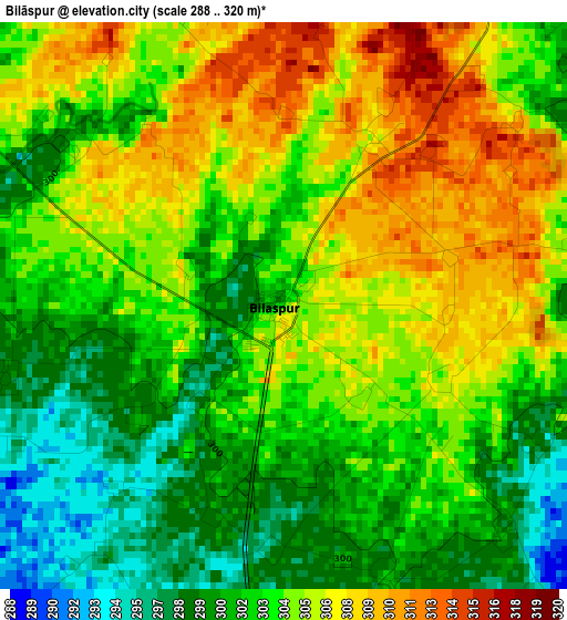 Bilāspur elevation map