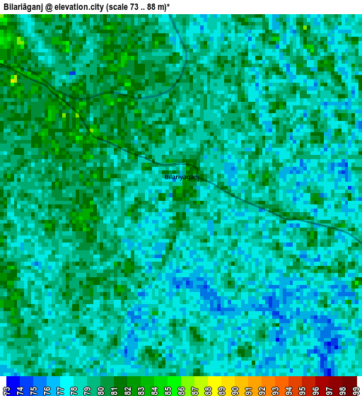 Bilariāganj elevation map