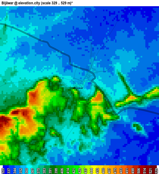Bijāwar elevation map