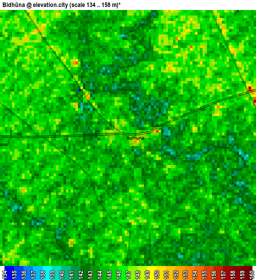 Bidhūna elevation map