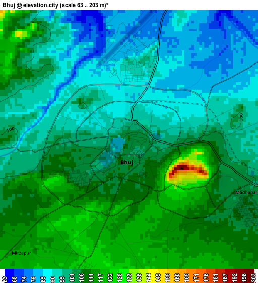 Bhuj elevation map