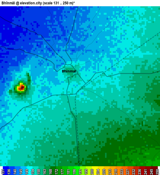 Bhīnmāl elevation map