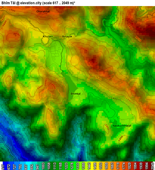 Bhīm Tāl elevation map