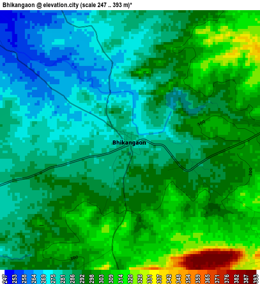 Bhikangaon elevation map