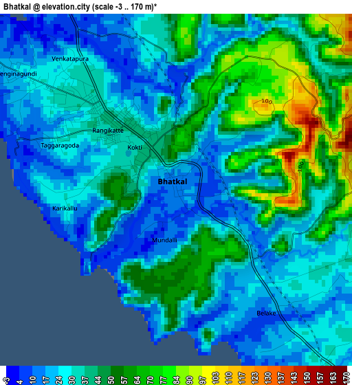 Bhatkal elevation map