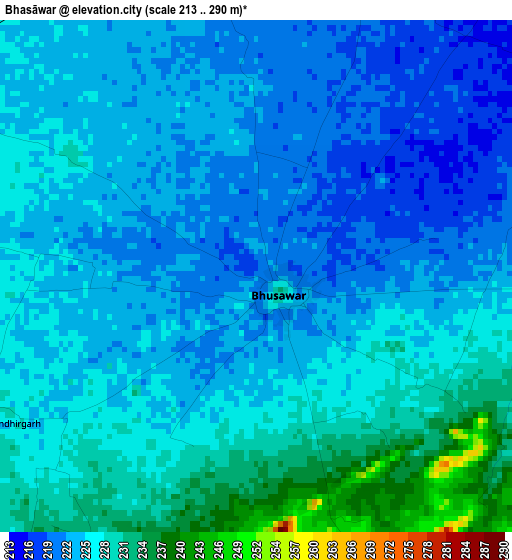 Bhasāwar elevation map