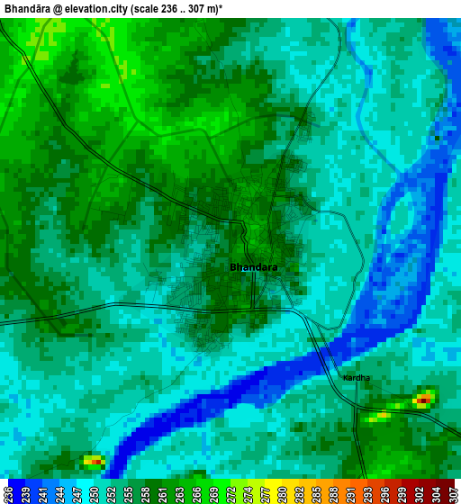 Bhandāra elevation map