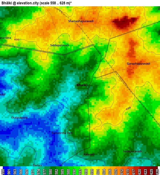 Bhālki elevation map