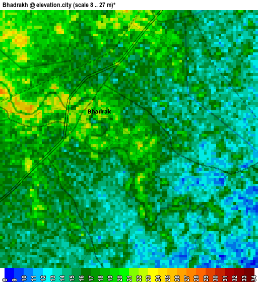 Bhadrakh elevation map