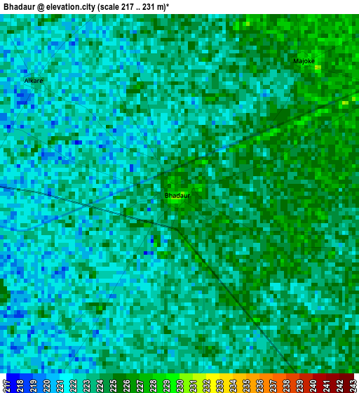 Bhadaur elevation map