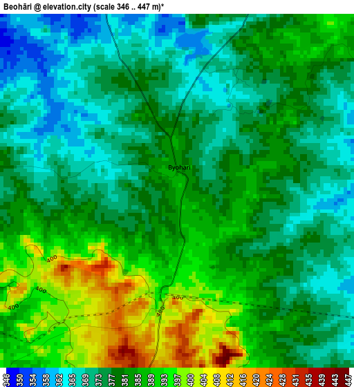 Beohāri elevation map