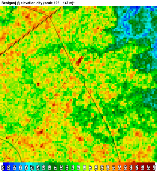 Benīganj elevation map