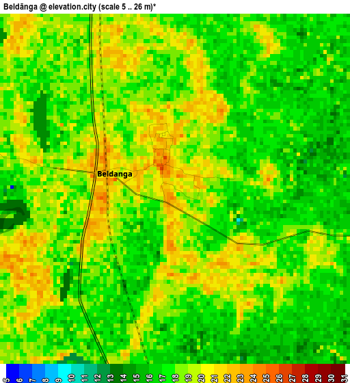 Beldānga elevation map