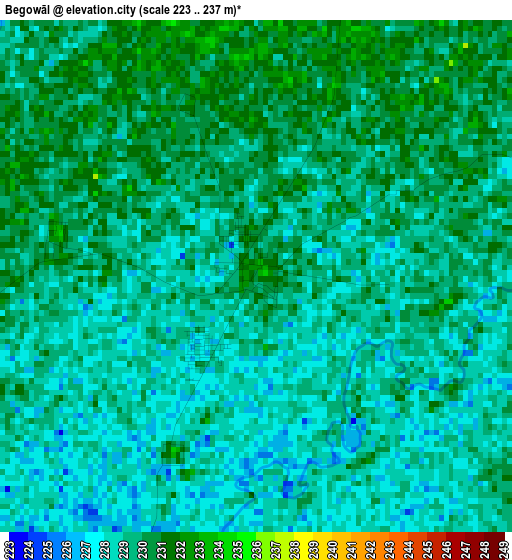 Begowāl elevation map