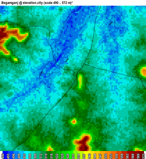 Begamganj elevation map