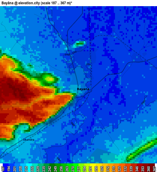 Bayāna elevation map