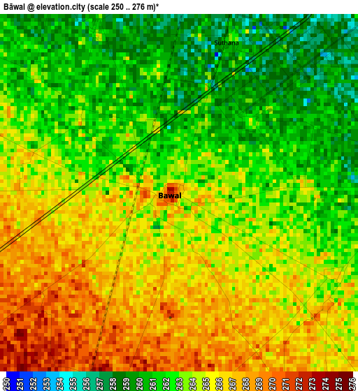 Bāwal elevation map