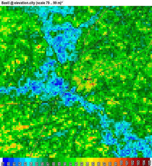 Bastī elevation map