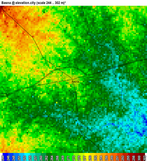 Basna elevation map