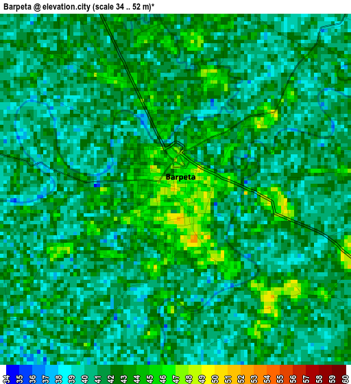 Barpeta elevation map