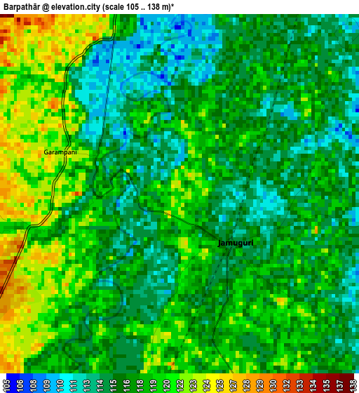 Barpathār elevation map