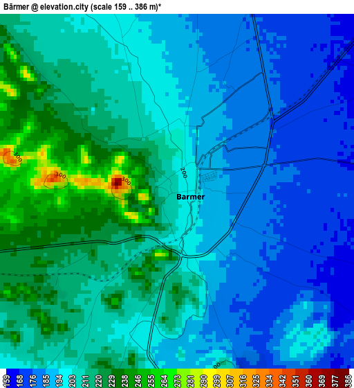 Bārmer elevation map