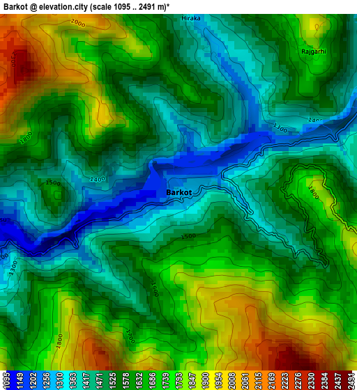 Barkot elevation map