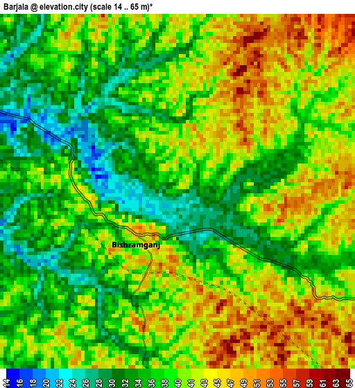 Barjala elevation map